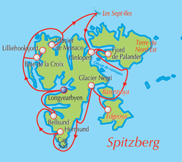 croisière en arctique carte